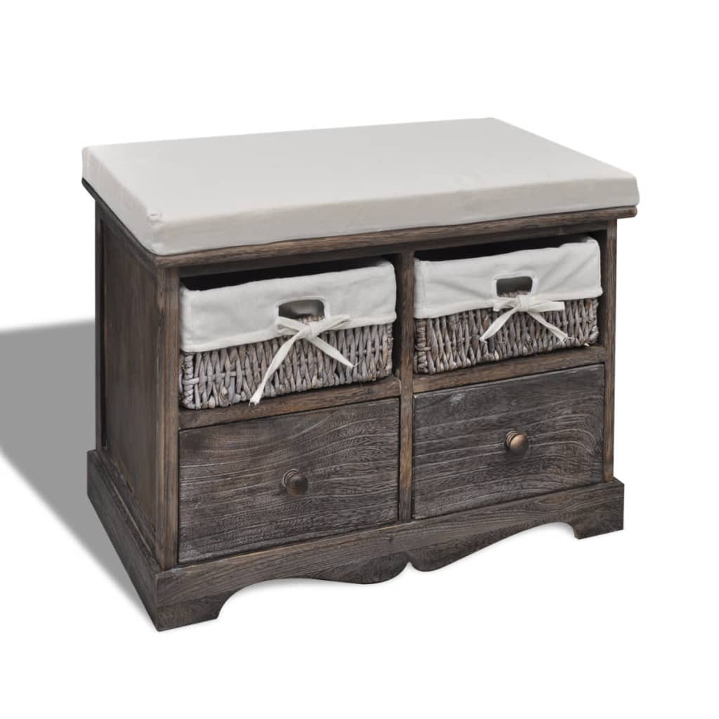 Opbergbank 62x33x42 cm paulowniahout bruin is nu te koop bij PeponiXL, paradijselijk wonen!