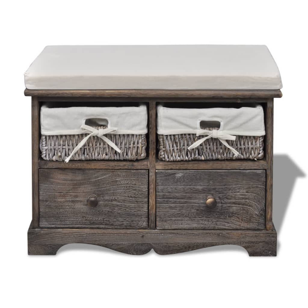 Opbergbank 62x33x42 cm paulowniahout bruin is nu te koop bij PeponiXL, paradijselijk wonen!