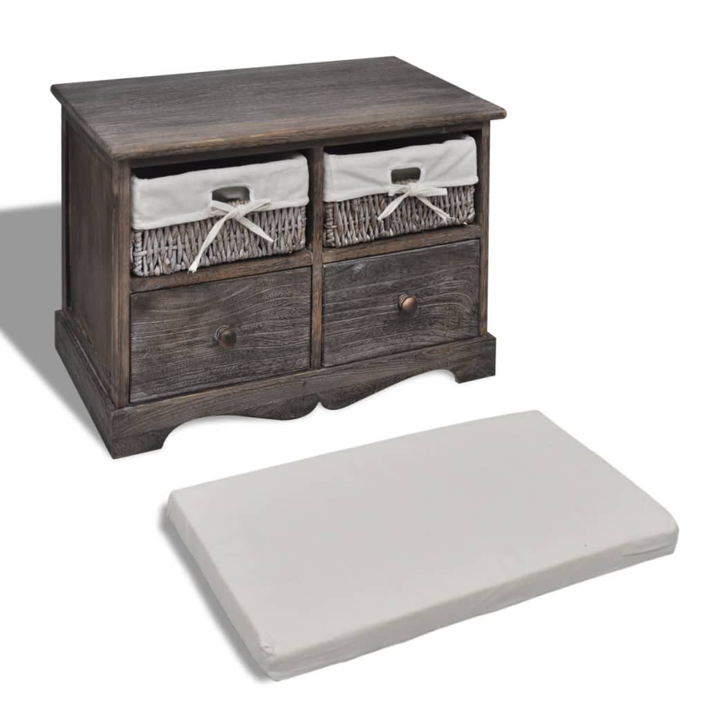 Opbergbank 62x33x42 cm paulowniahout bruin is nu te koop bij PeponiXL, paradijselijk wonen!