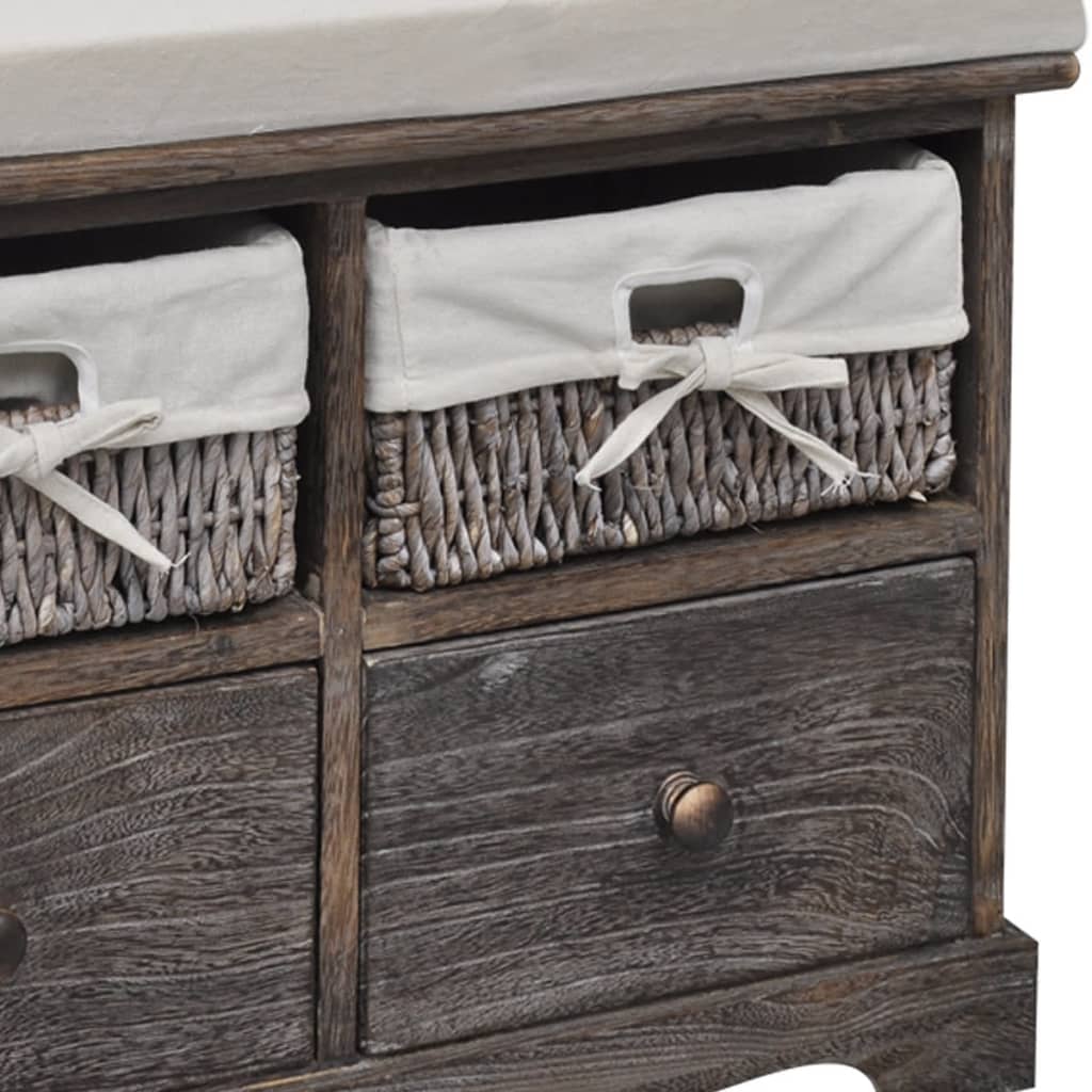 Opbergbank 62x33x42 cm paulowniahout bruin is nu te koop bij PeponiXL, paradijselijk wonen!