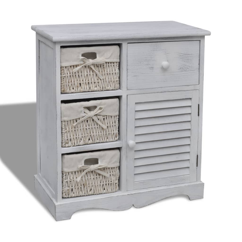 Kast met links 3 weefmanden hout wit is nu te koop bij PeponiXL, paradijselijk wonen!