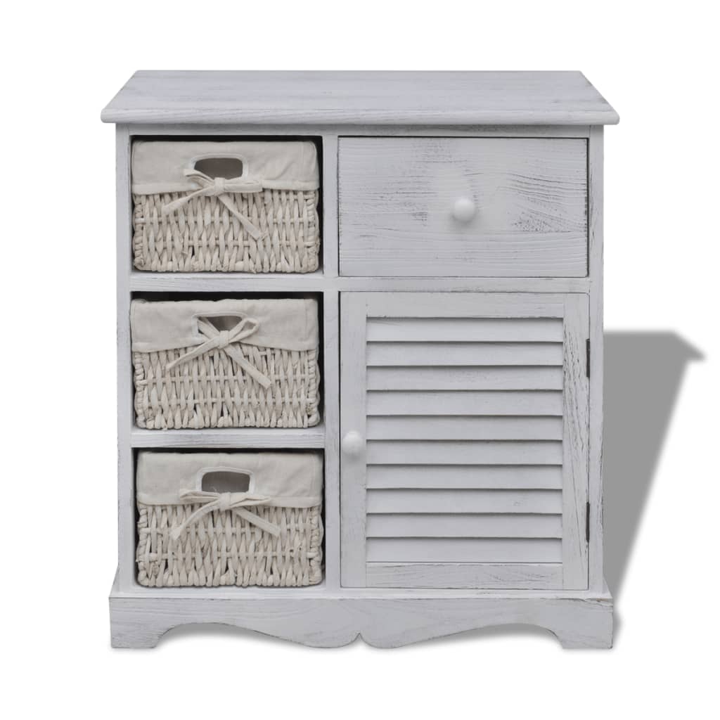 Kast met links 3 weefmanden hout wit is nu te koop bij PeponiXL, paradijselijk wonen!