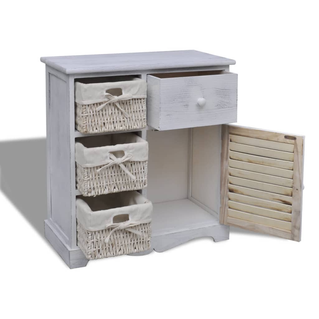 Kast met links 3 weefmanden hout wit is nu te koop bij PeponiXL, paradijselijk wonen!