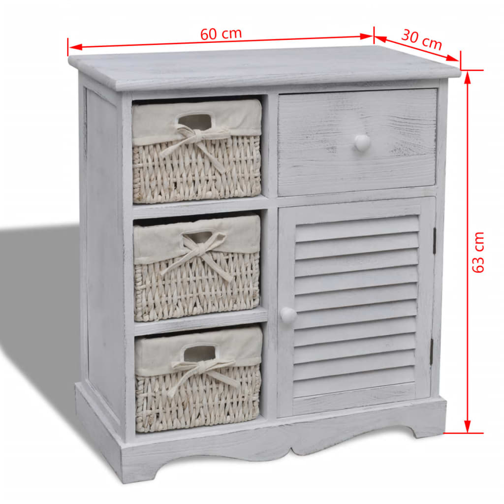 Kast met links 3 weefmanden hout wit is nu te koop bij PeponiXL, paradijselijk wonen!