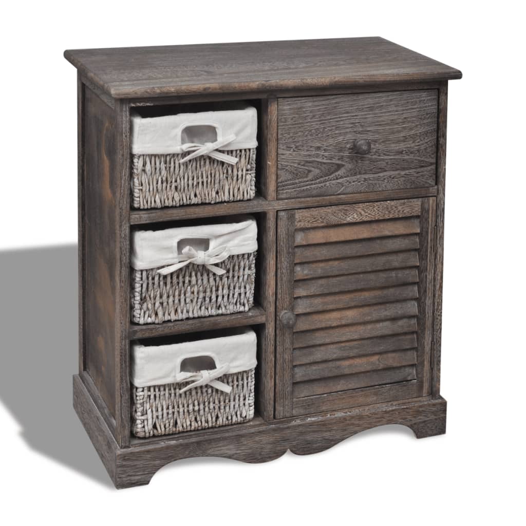 Kast met links 3 weefmanden hout bruin is nu te koop bij PeponiXL, paradijselijk wonen!