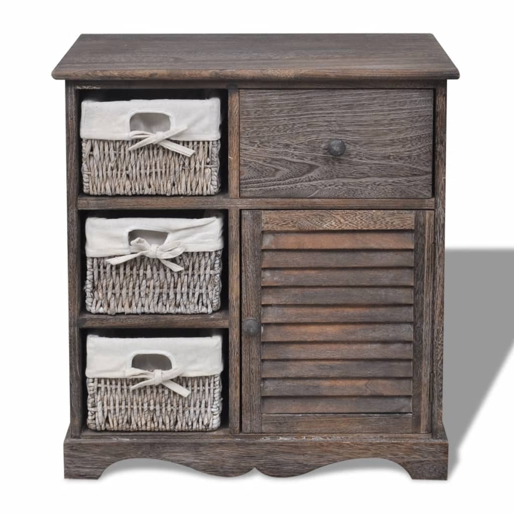Kast met links 3 weefmanden hout bruin is nu te koop bij PeponiXL, paradijselijk wonen!