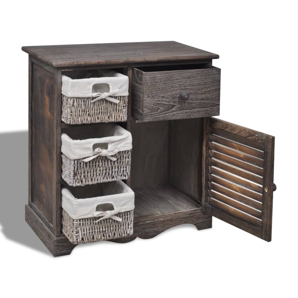 Kast met links 3 weefmanden hout bruin is nu te koop bij PeponiXL, paradijselijk wonen!