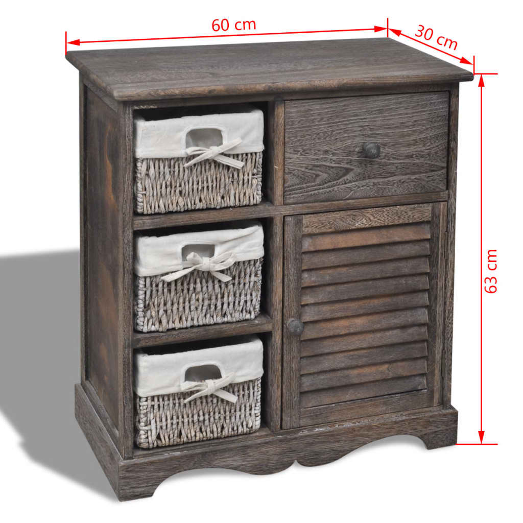 Kast met links 3 weefmanden hout bruin is nu te koop bij PeponiXL, paradijselijk wonen!