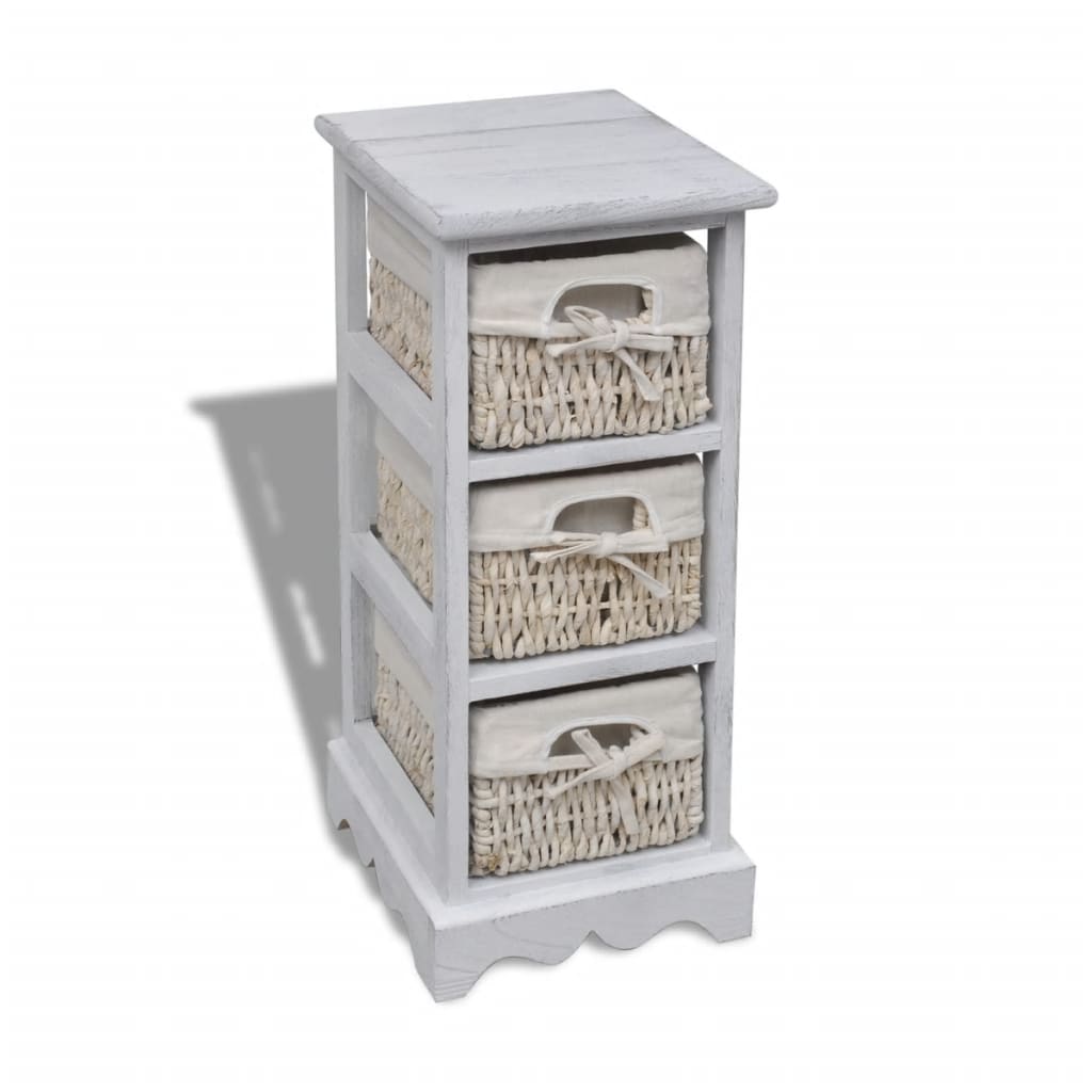 Opbergkast met 3 weefmanden hout wit is nu te koop bij PeponiXL, paradijselijk wonen!