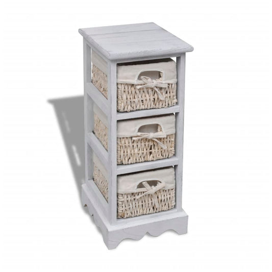 Opbergkast met 3 weefmanden hout wit is nu te koop bij PeponiXL, paradijselijk wonen!