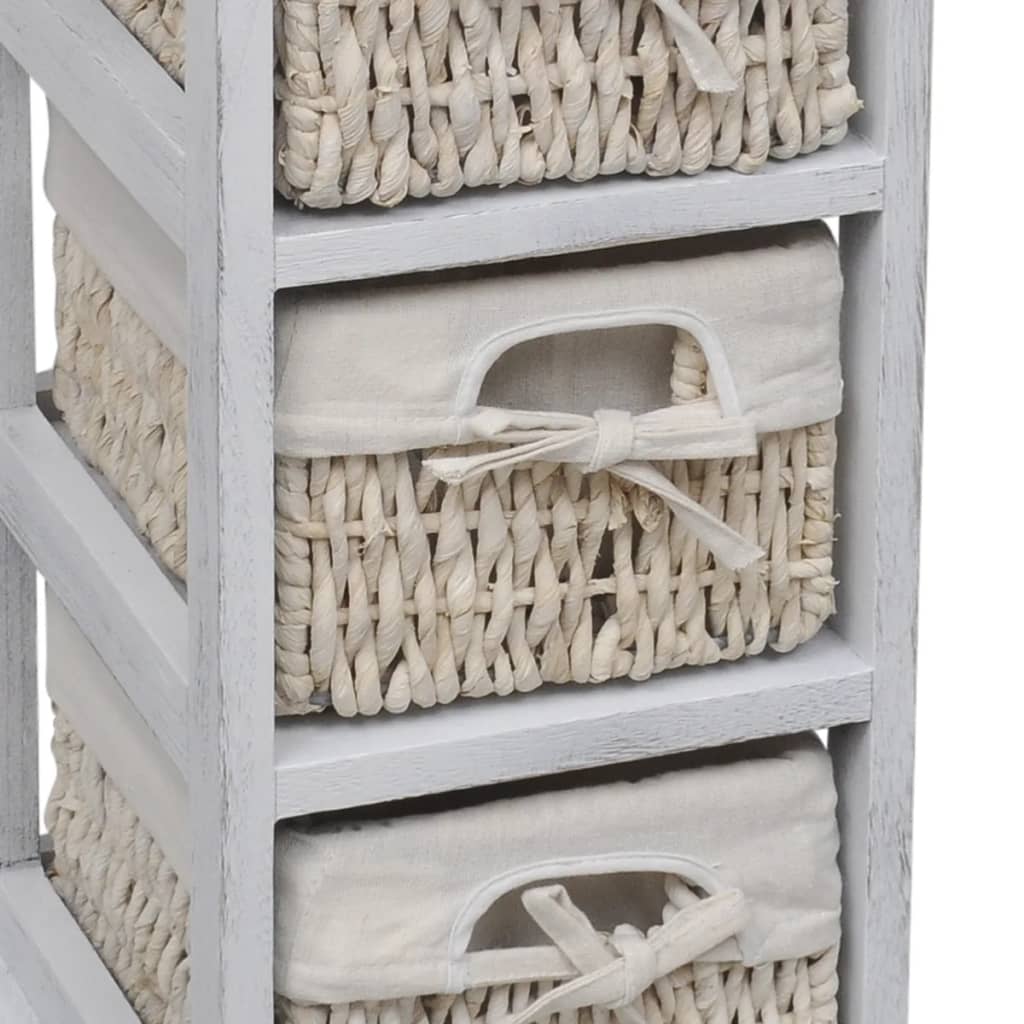 Opbergkast met 3 weefmanden hout wit is nu te koop bij PeponiXL, paradijselijk wonen!