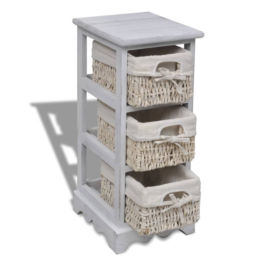 Opbergkast met 3 weefmanden hout wit is nu te koop bij PeponiXL, paradijselijk wonen!