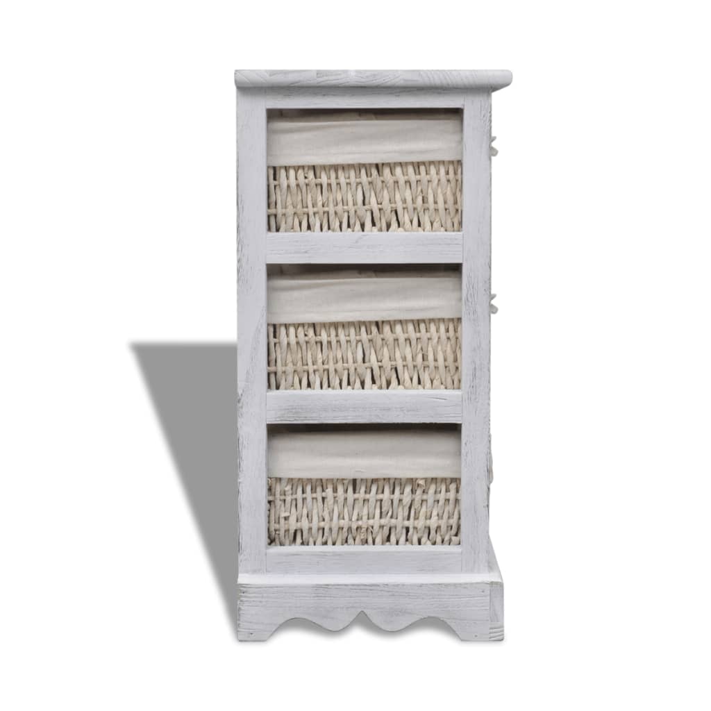 Opbergkast met 3 weefmanden hout wit is nu te koop bij PeponiXL, paradijselijk wonen!