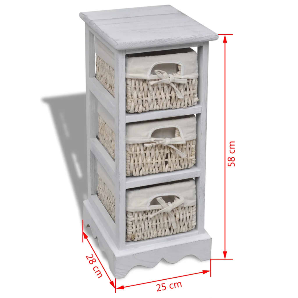 Opbergkast met 3 weefmanden hout wit is nu te koop bij PeponiXL, paradijselijk wonen!