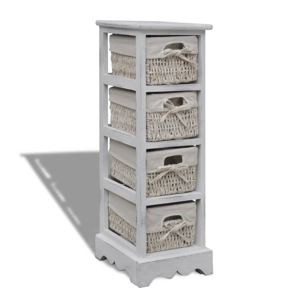 Opbergkast met 4 weefmanden hout wit is nu te koop bij PeponiXL, paradijselijk wonen!