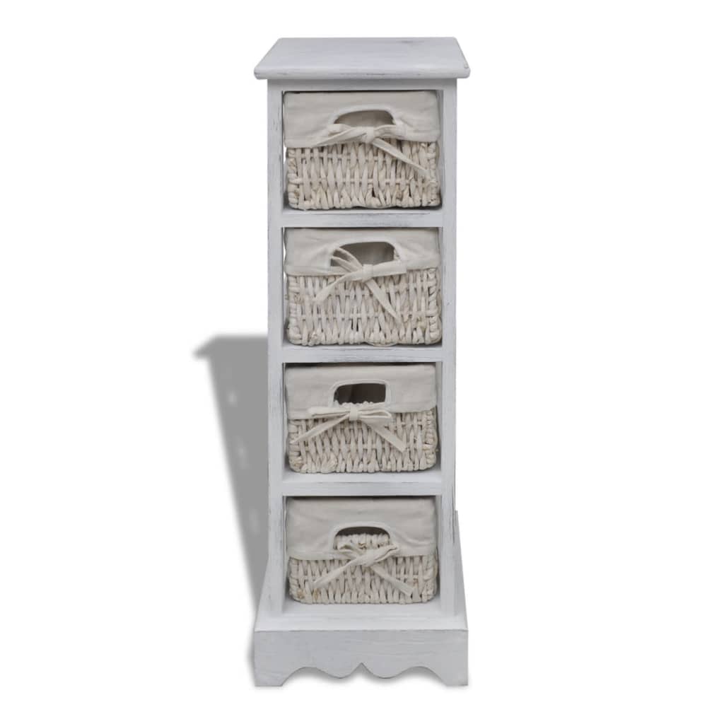 Opbergkast met 4 weefmanden hout wit is nu te koop bij PeponiXL, paradijselijk wonen!