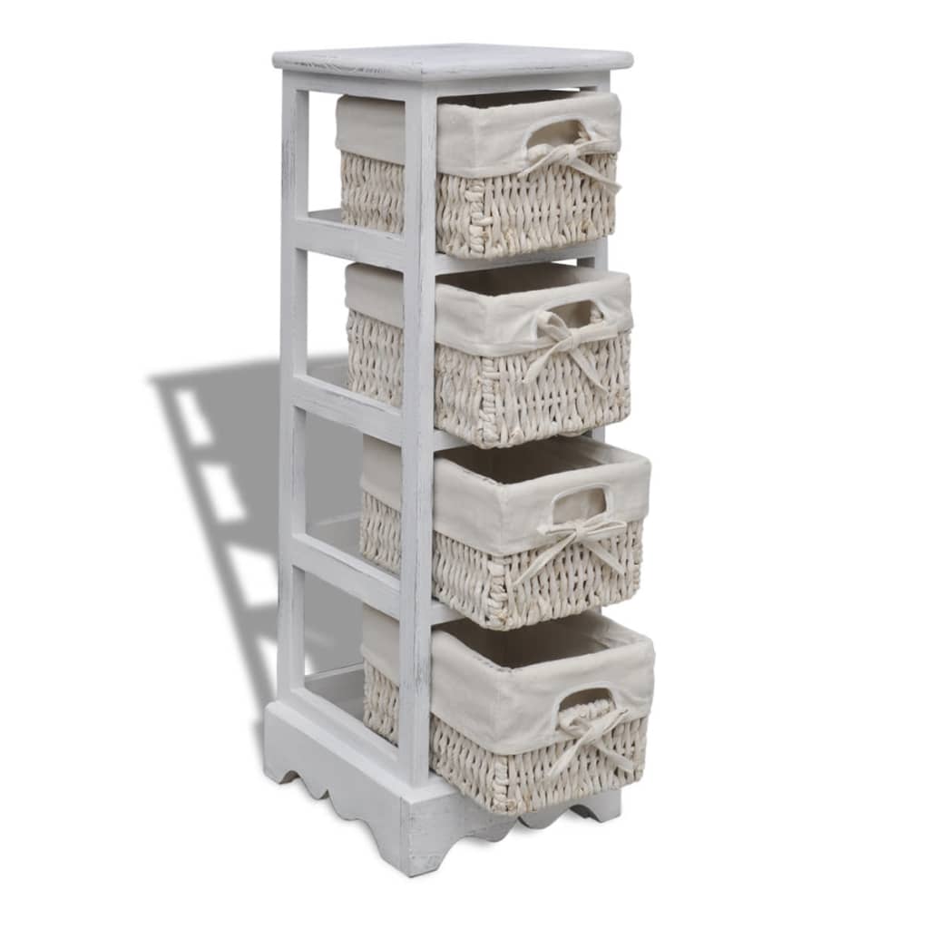 Opbergkast met 4 weefmanden hout wit is nu te koop bij PeponiXL, paradijselijk wonen!