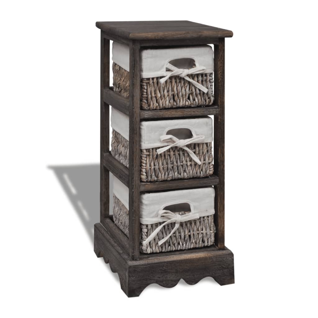 Opbergkast met 3 weefmanden hout bruin is nu te koop bij PeponiXL, paradijselijk wonen!