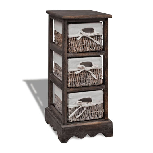 Opbergkast met 3 weefmanden hout bruin is nu te koop bij PeponiXL, paradijselijk wonen!