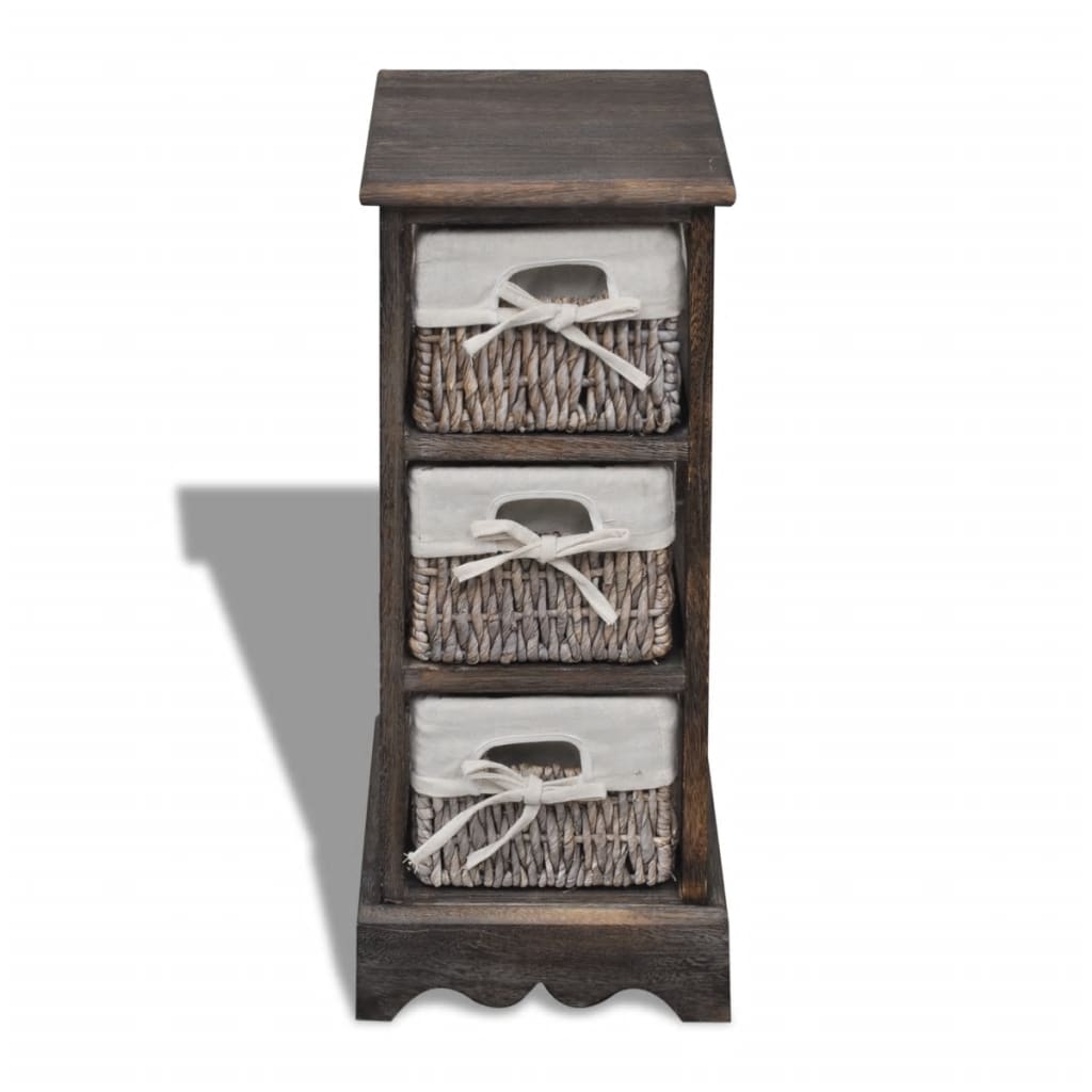 Opbergkast met 3 weefmanden hout bruin is nu te koop bij PeponiXL, paradijselijk wonen!