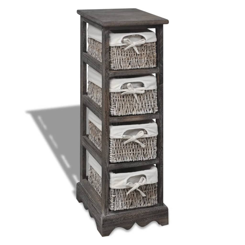 Opbergkast met 4 weefmanden hout bruin is nu te koop bij PeponiXL, paradijselijk wonen!