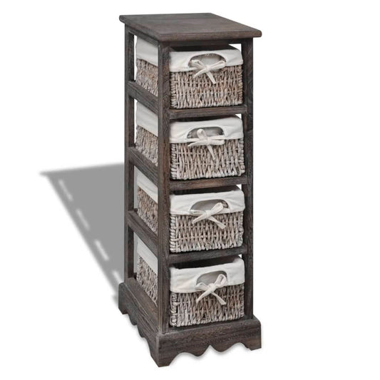 Opbergkast met 4 weefmanden hout bruin is nu te koop bij PeponiXL, paradijselijk wonen!