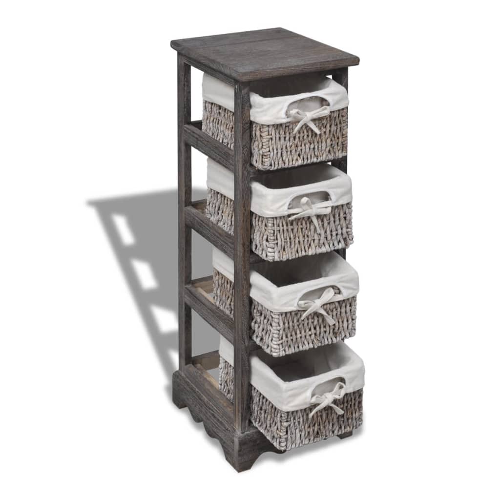 Opbergkast met 4 weefmanden hout bruin is nu te koop bij PeponiXL, paradijselijk wonen!