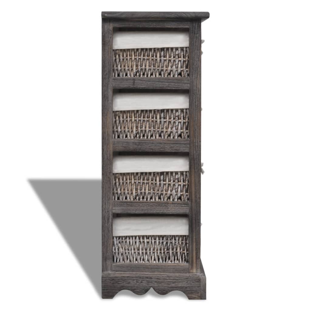 Opbergkast met 4 weefmanden hout bruin is nu te koop bij PeponiXL, paradijselijk wonen!