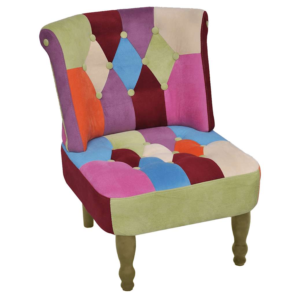Franse stoel met patchwork ontwerp stof is nu te koop bij PeponiXL, paradijselijk wonen!