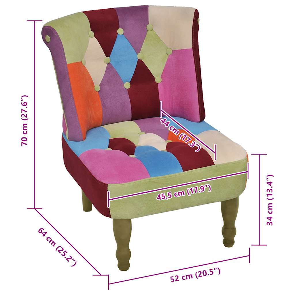 Franse stoel met patchwork ontwerp stof is nu te koop bij PeponiXL, paradijselijk wonen!