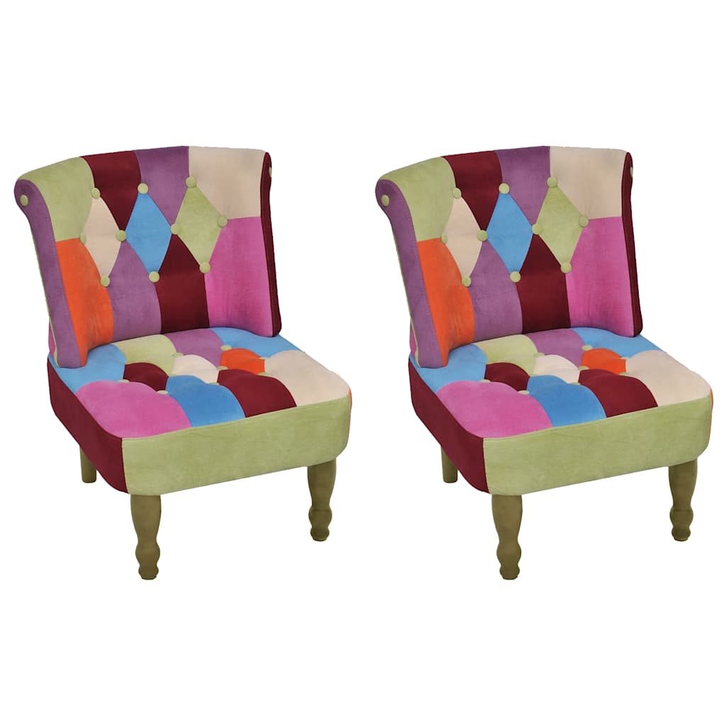 Franse stoelen 2 st met patchwork ontwerp stof is nu te koop bij PeponiXL, paradijselijk wonen!