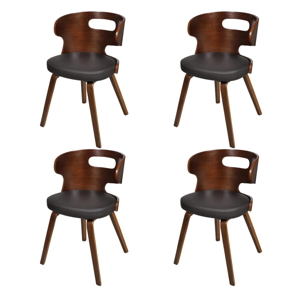 Eetkamerstoelen 4 st gebogen hout en kunstleer bruin is nu te koop bij PeponiXL, paradijselijk wonen!