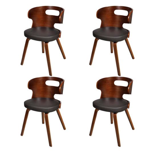 Eetkamerstoelen 4 st gebogen hout en kunstleer bruin is nu te koop bij PeponiXL, paradijselijk wonen!