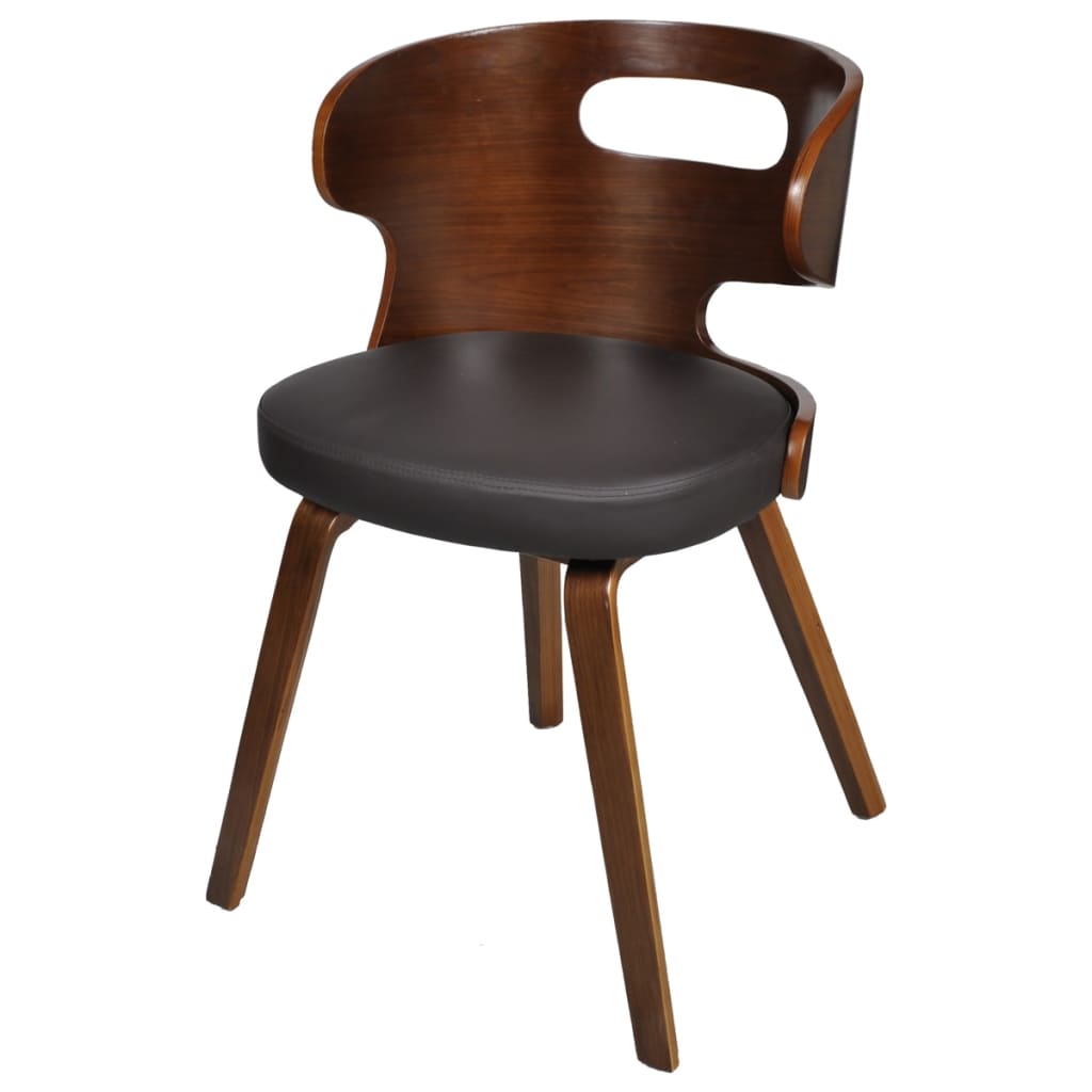 Eetkamerstoelen 4 st gebogen hout en kunstleer bruin is nu te koop bij PeponiXL, paradijselijk wonen!