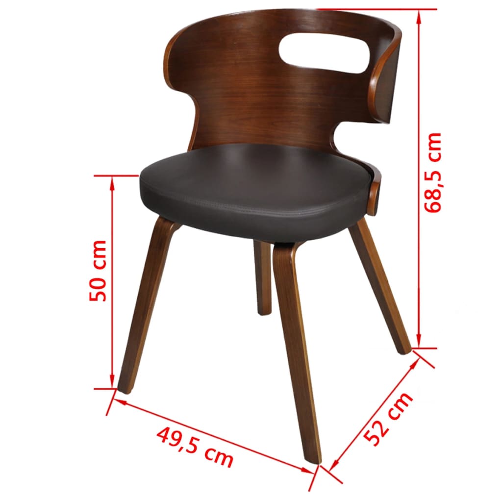 Eetkamerstoelen 4 st gebogen hout en kunstleer bruin is nu te koop bij PeponiXL, paradijselijk wonen!