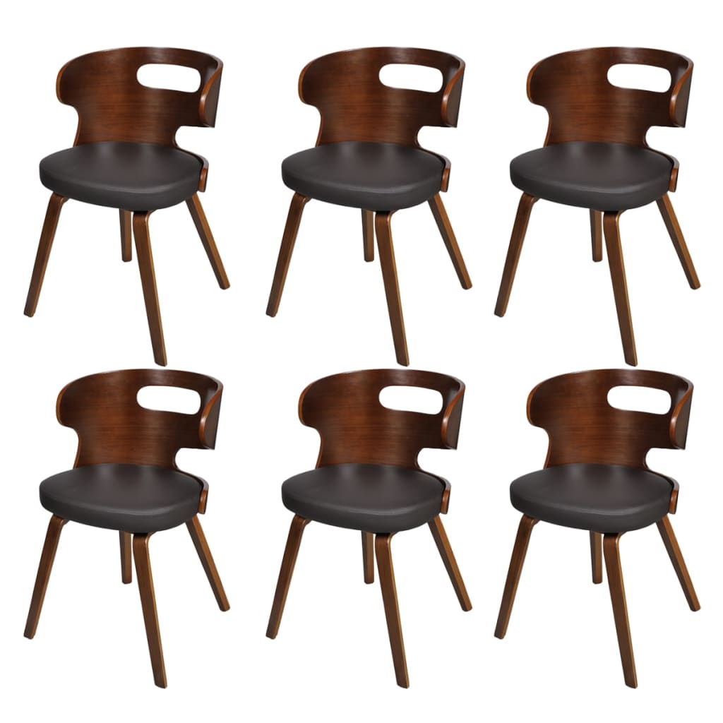 Eetkamerstoelen 6 st kunstleer bruin is nu te koop bij PeponiXL, paradijselijk wonen!