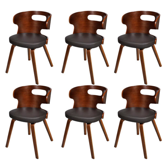 Eetkamerstoelen 6 st kunstleer bruin is nu te koop bij PeponiXL, paradijselijk wonen!