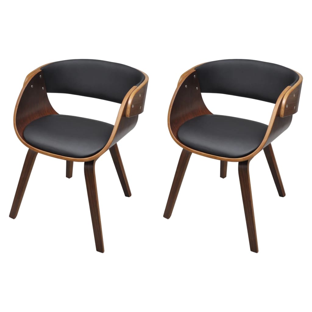 Eetkamerstoelen 2 st gebogen hout en kunstleer bruin is nu te koop bij PeponiXL, paradijselijk wonen!