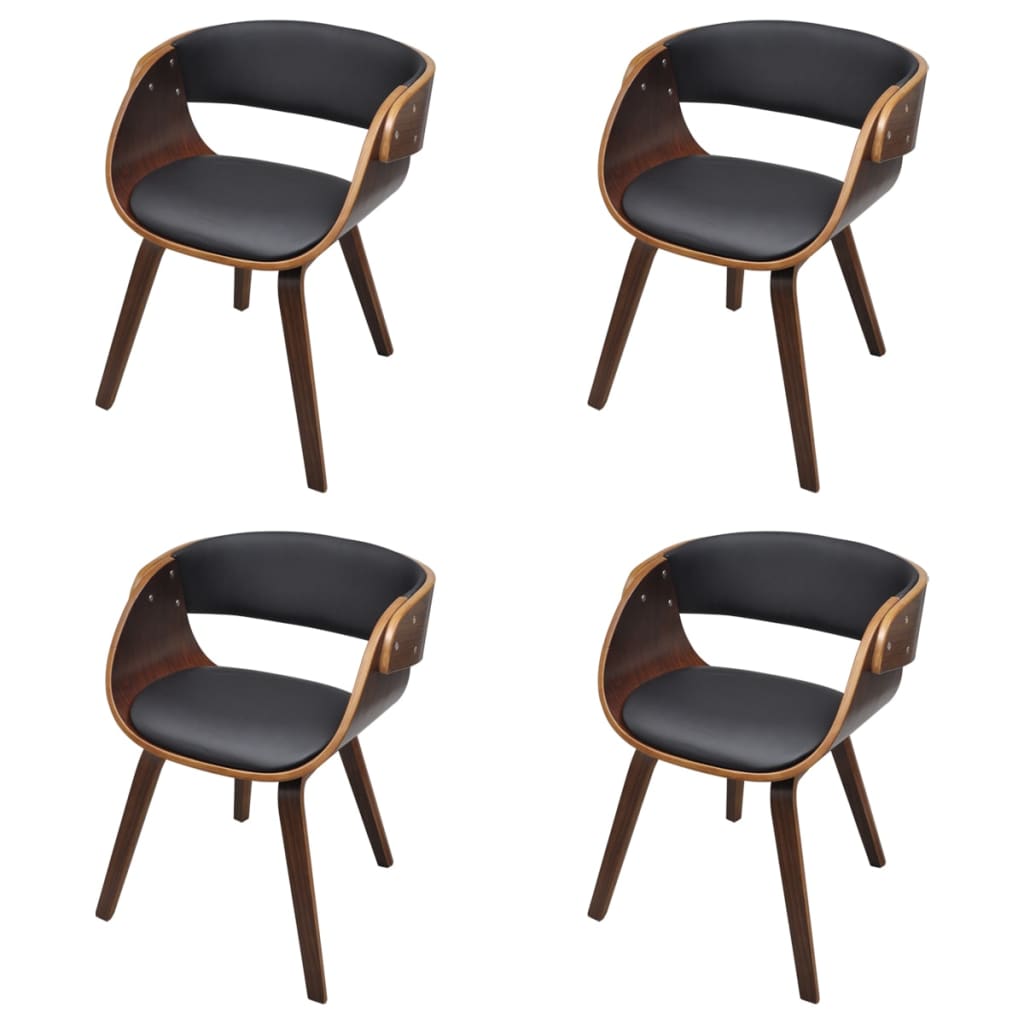 Eetkamerstoelen 4 st gebogen hout en kunstleer bruin is nu te koop bij PeponiXL, paradijselijk wonen!