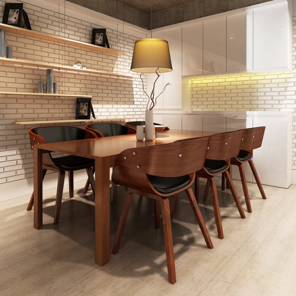 Eetkamerstoelen 6 st kunstleer bruin is nu te koop bij PeponiXL, paradijselijk wonen!