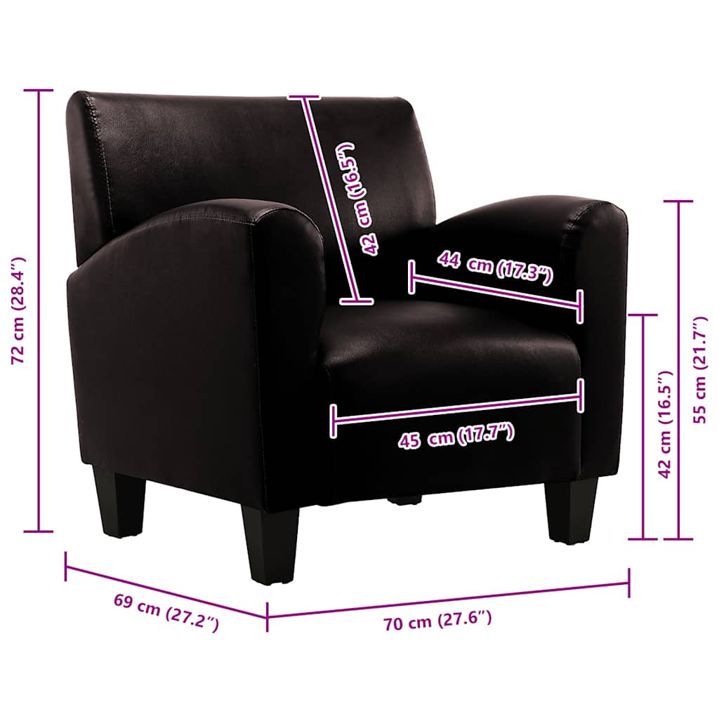 Fauteuil kunstleer donkerbruin is nu te koop bij PeponiXL, paradijselijk wonen!