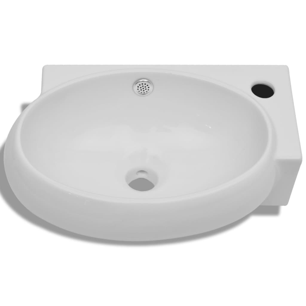 Wastafel met kraangat en overloop keramiek wit is nu te koop bij PeponiXL, paradijselijk wonen!