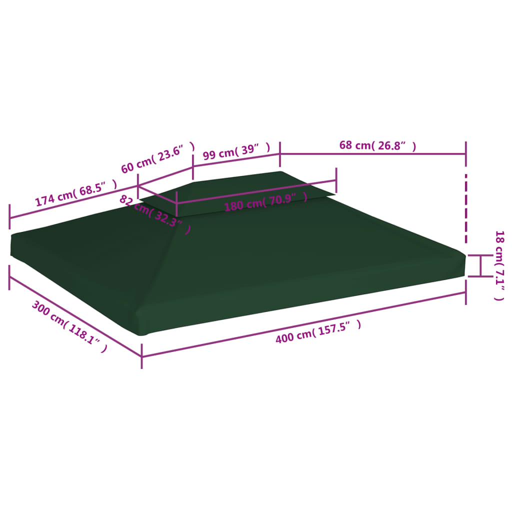 Vervangend tentdoek prieel 310 g/m² 3x4 m groen is nu te koop bij PeponiXL, paradijselijk wonen!