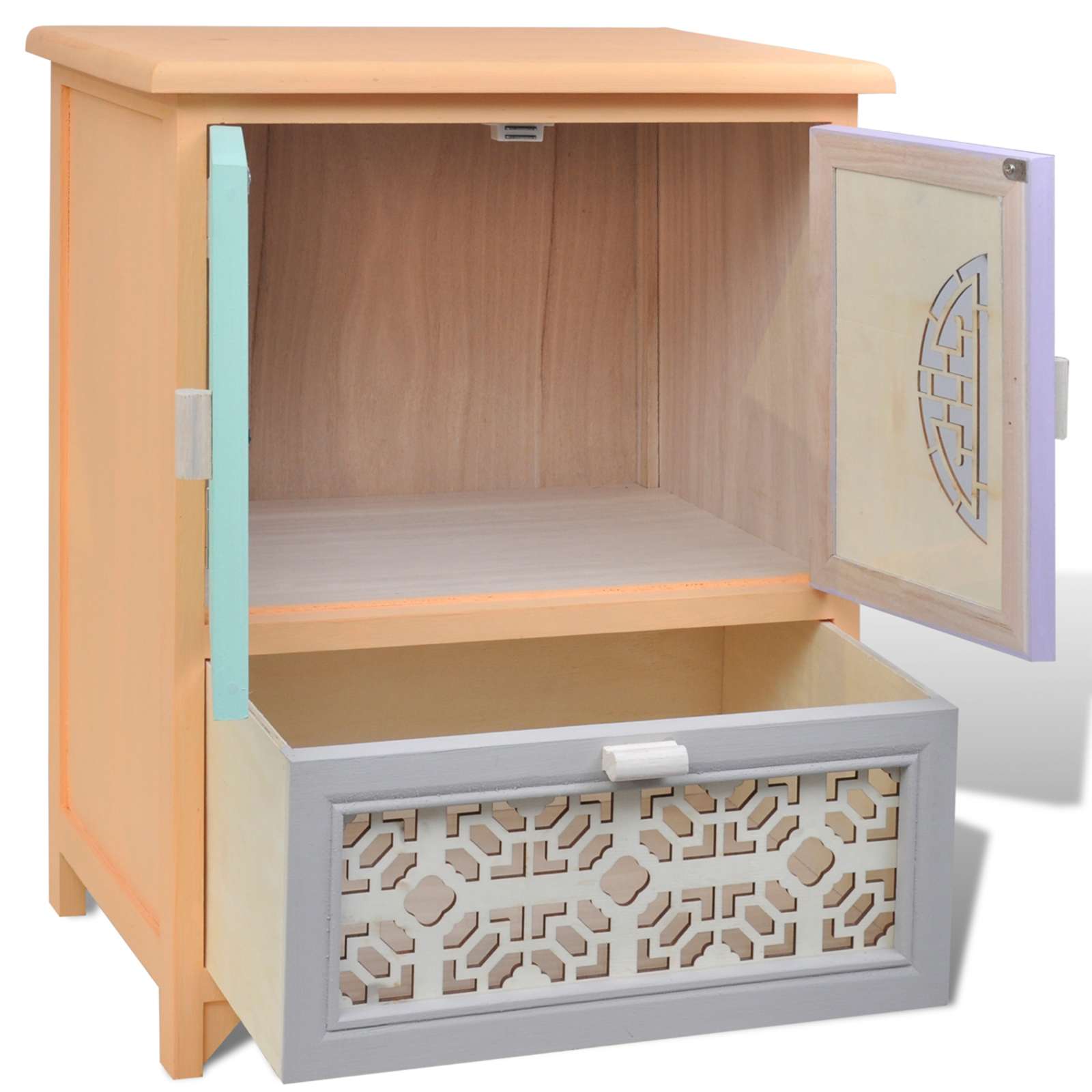 Bijzetkast Multikleur 46 x 34 x 55.5 cm Paulowniahout is nu te koop bij PeponiXL, paradijselijk wonen!
