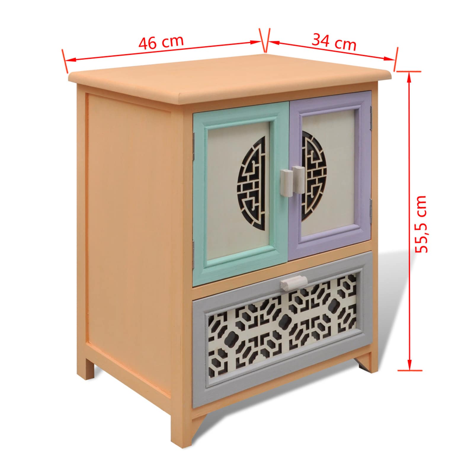 Bijzetkast Multikleur 46 x 34 x 55.5 cm Paulowniahout is nu te koop bij PeponiXL, paradijselijk wonen!