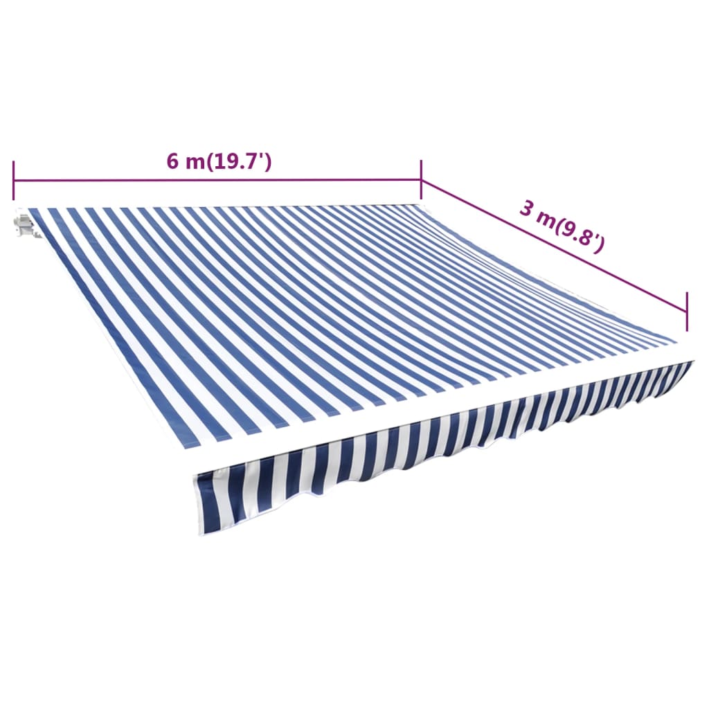 Luifeldoek 6x3 m canvas blauw en wit is nu te koop bij PeponiXL, paradijselijk wonen!