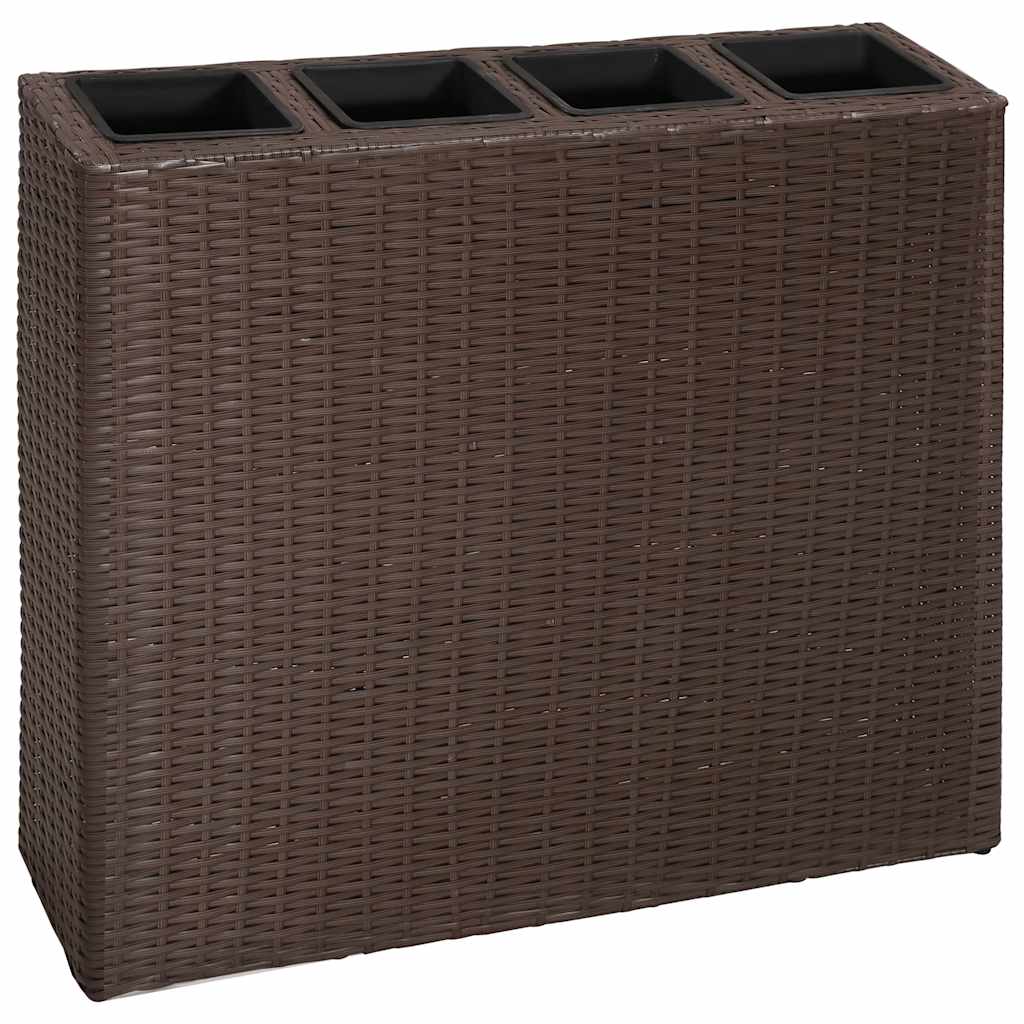 Plantenbak verhoogd met 4 potten poly rattan bruin is nu te koop bij PeponiXL, paradijselijk wonen!