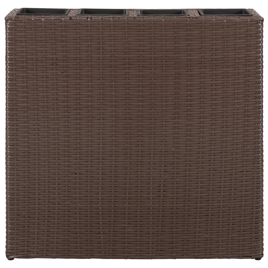 Plantenbak verhoogd met 4 potten poly rattan bruin is nu te koop bij PeponiXL, paradijselijk wonen!