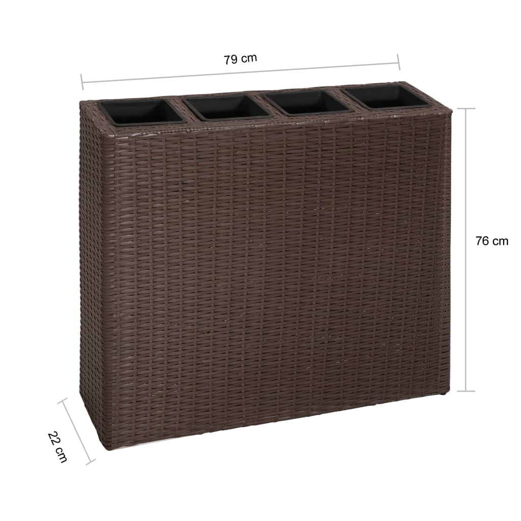 Plantenbak verhoogd met 4 potten poly rattan bruin is nu te koop bij PeponiXL, paradijselijk wonen!