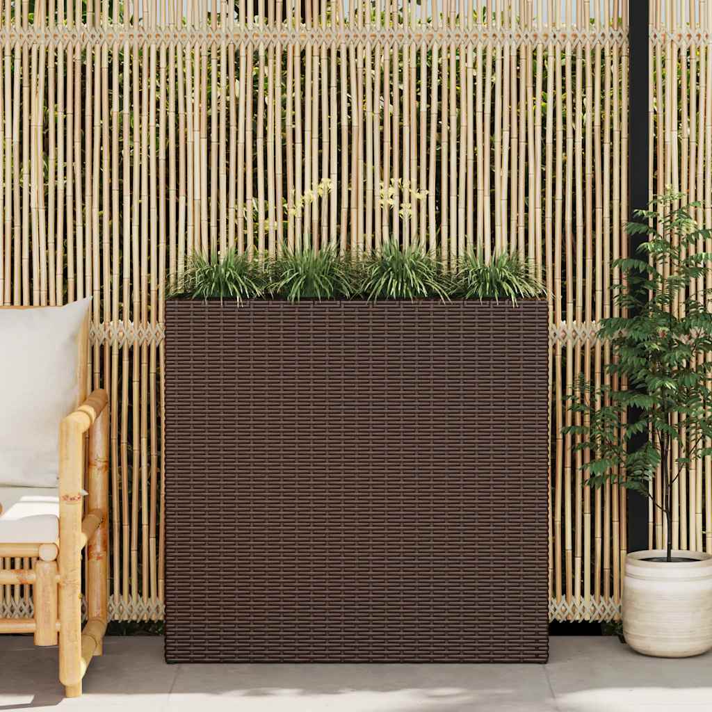 Plantenbak verhoogd met 4 potten poly rattan bruin is nu te koop bij PeponiXL, paradijselijk wonen!